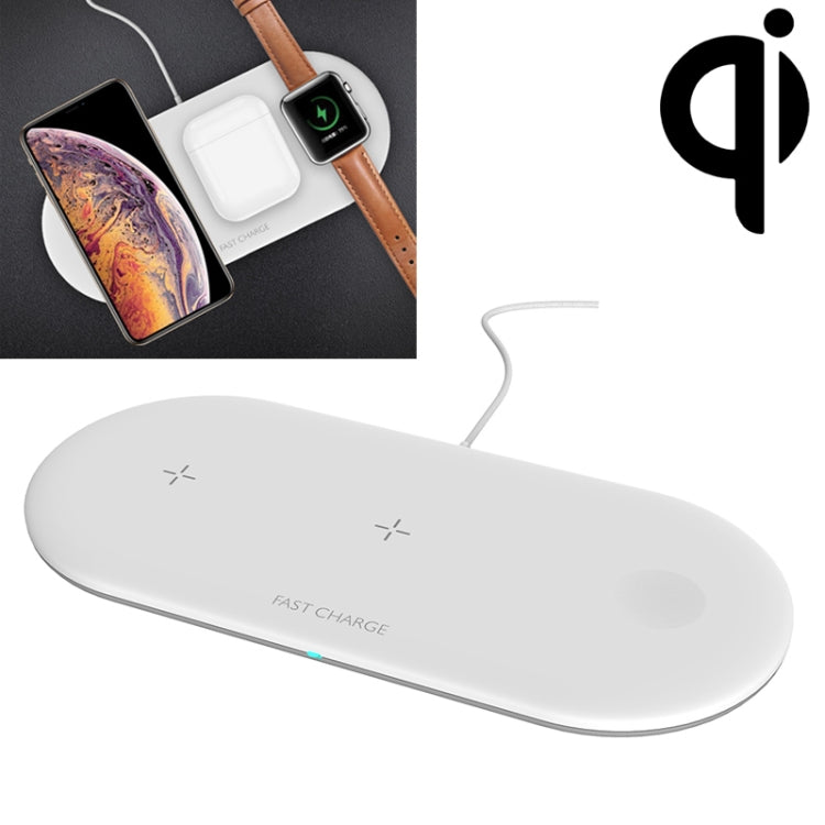 OJD-48 3 in 1 Fast Wireless Charger for iPhone Apple Watch AirPods (White)