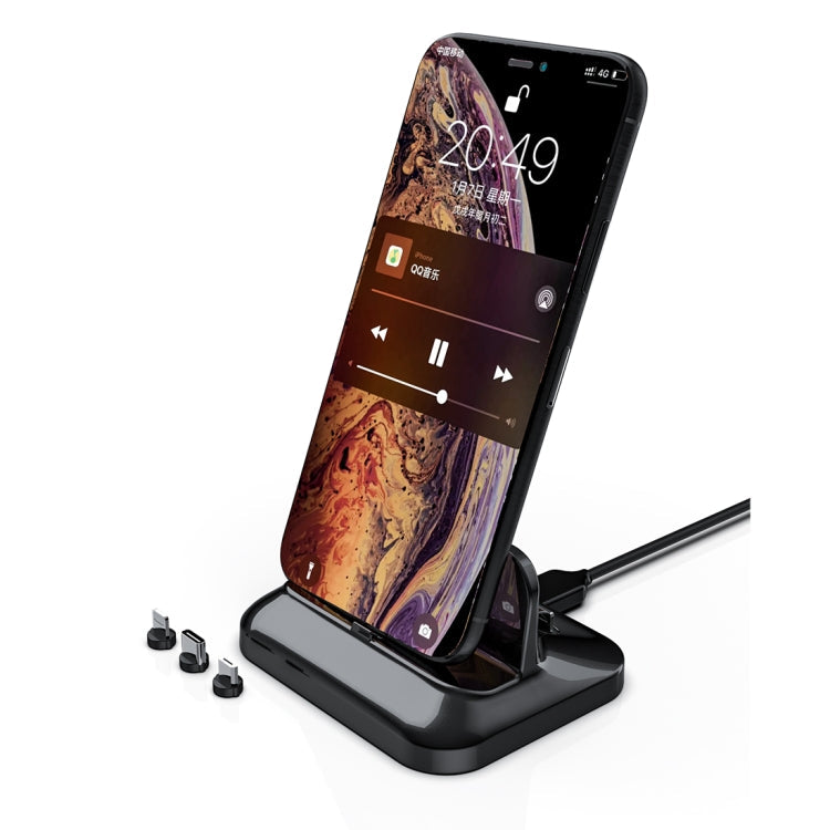 Cargador Inalámbrico XBX-02 con interfaz Tipo C Micro USB y 8 Pines para iPhone AirPods y otros Teléfonos Android (Negro)