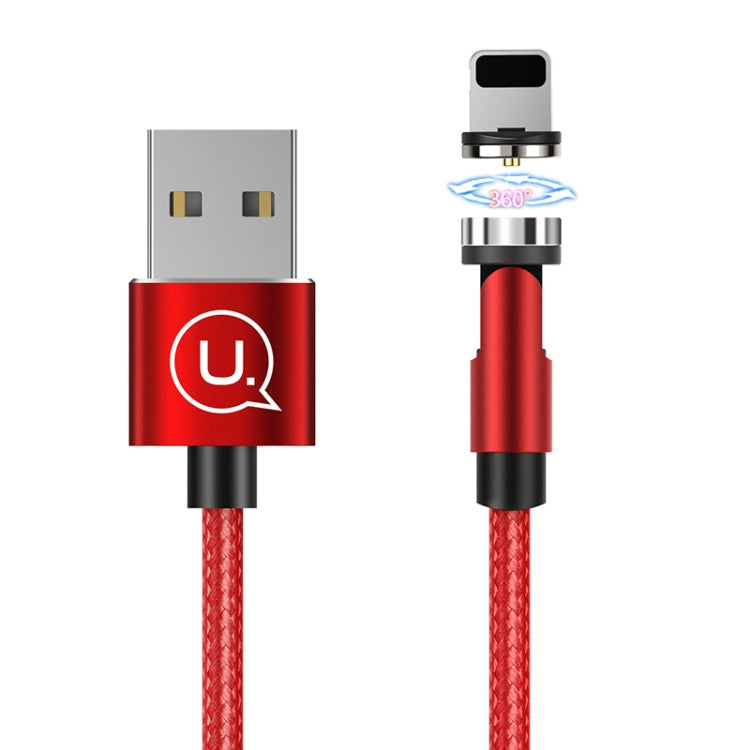 USAMS US-SJ472 U59 2.4A 8 Pin Swivel Aluminum Alloy Magnetic Charging Cable Length: 1m (Red)