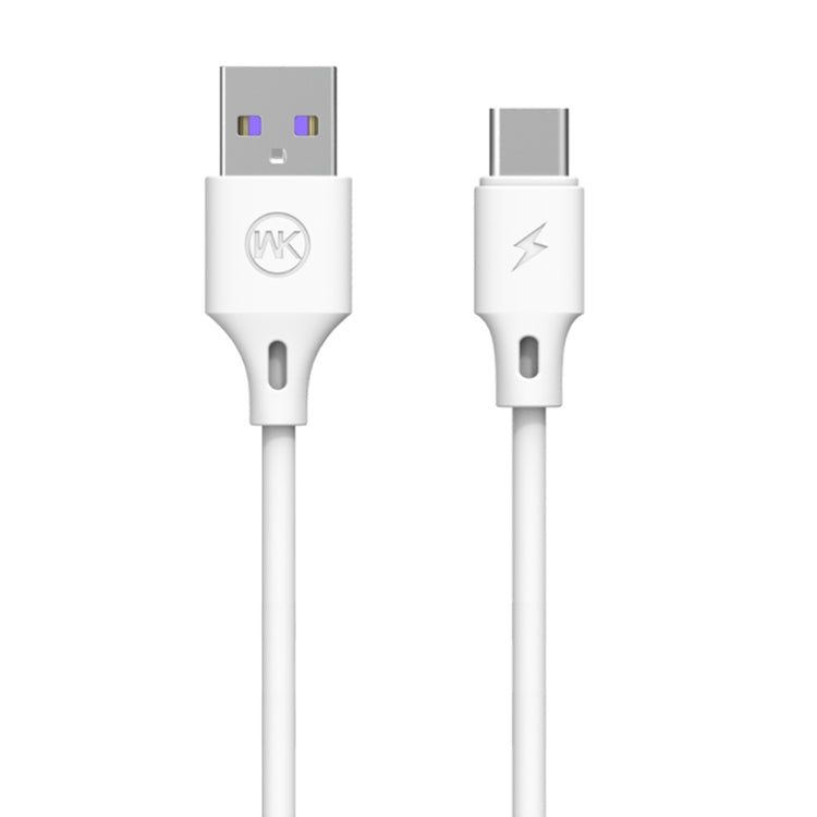 WK WDC-101 1m 5A Output Full Speed ​​Pro Series USB to USB-C / Type-C Data Sync Charging Cable (White)