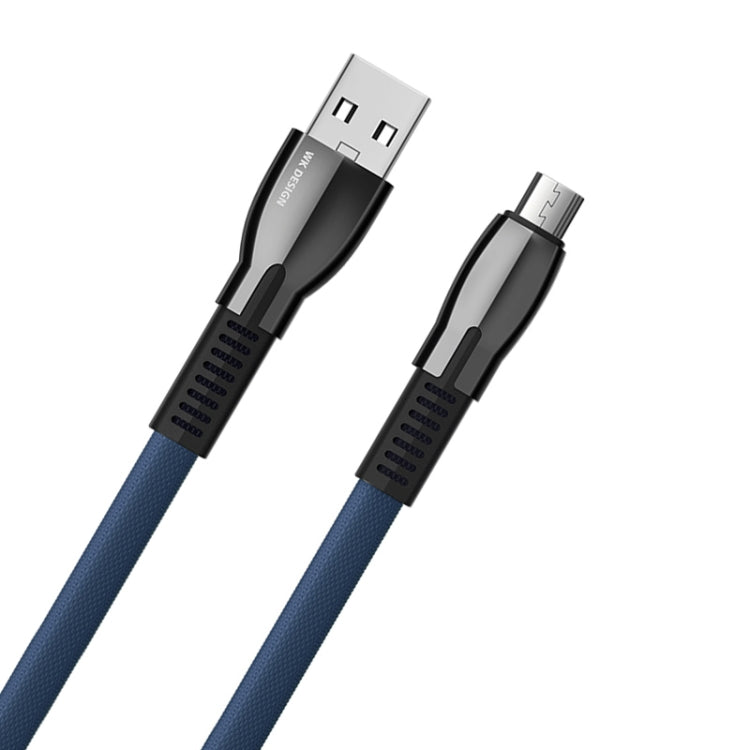 WK WDC-107m 1m 2.4A Saint Zinc Alloy Series Câble de chargement de synchronisation de données USB vers Micro USB (Bleu)