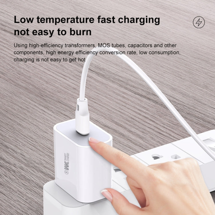 WK WP-U69A 2.0A Speed ​​Mini USB Charger + USB A Type-C / USB-C Data Cable Plug Type: US Type