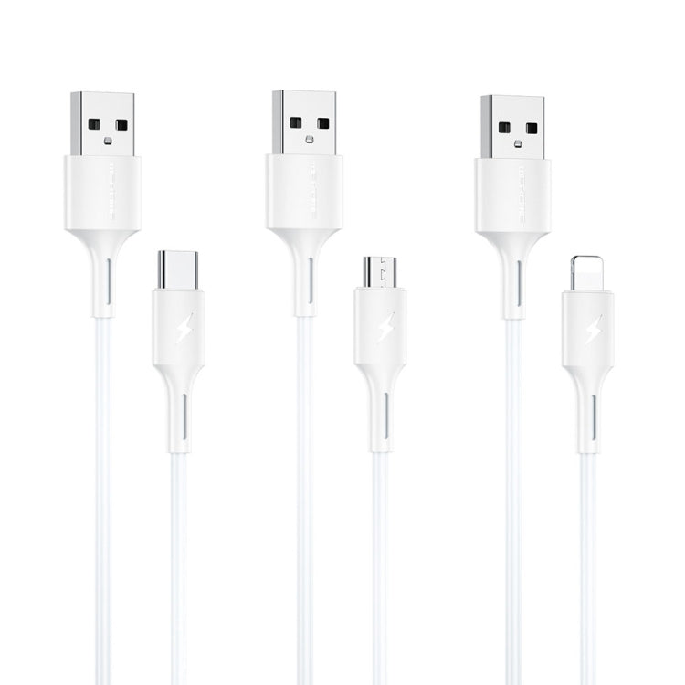 WKOME WDC-136 USB to 8 PIN 3A Fast Charging Data Cable (White)