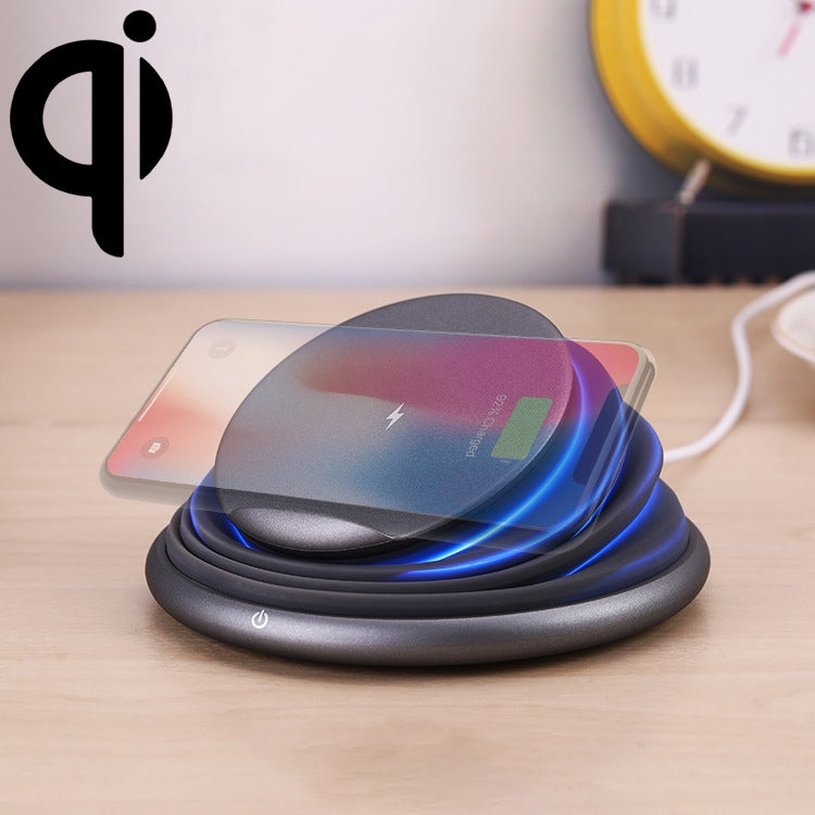 S18 Multifunction 10W Max Qi Standard Wireless Charger Phone Holder with Colorful Atmosphere Light (Grey)