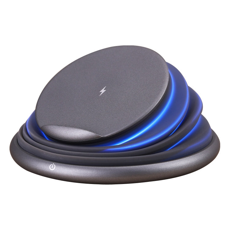S18 Multifunction 10W Max Qi Standard Wireless Charger Phone Holder with Colorful Atmosphere Light (Grey)