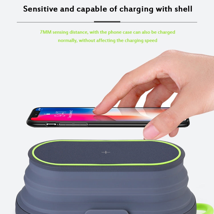 S20 10W Max Qi Standard Wireless Charger Phone Holder with Atmosphere Light and Power Bank Function (Grey)