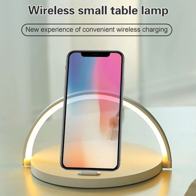 S21 Multifunction 10W Max Qi Standard Wireless Charger Phone Holder Table Lamp 3 in 1 (White)