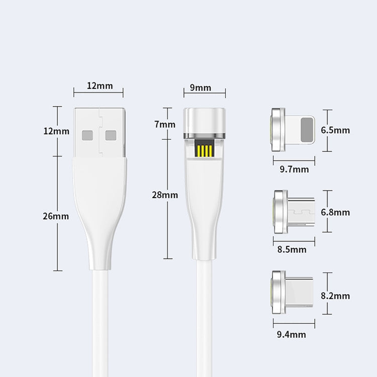 1m 3A Max USB a 8 Pines + USB-C / Type-C + Micro USB Cable de Carga Magnético giratorio de 540 grados (Negro)