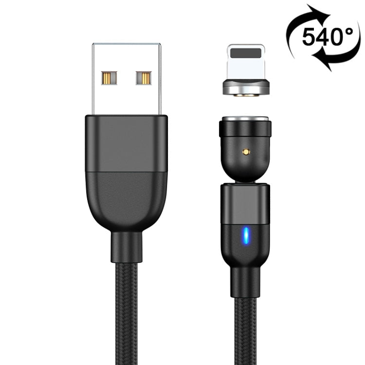 1m 3A USB Output to 8 Pin 540 Degree Rotatable Magnetic Data Sync Charging Cable (Black)