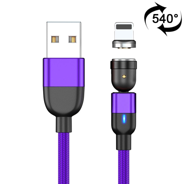1m 3A Sortie USB vers 8 Broches Câble de Charge de Synchronisation de Données Magnétique Rotatif à 540 Degrés (Violet)