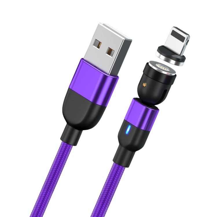 1m 3A Salida USB a 8 Pines Cable de Carga de Sincronización de Datos Magnéticos giratorios de 540 grados (púrpura)