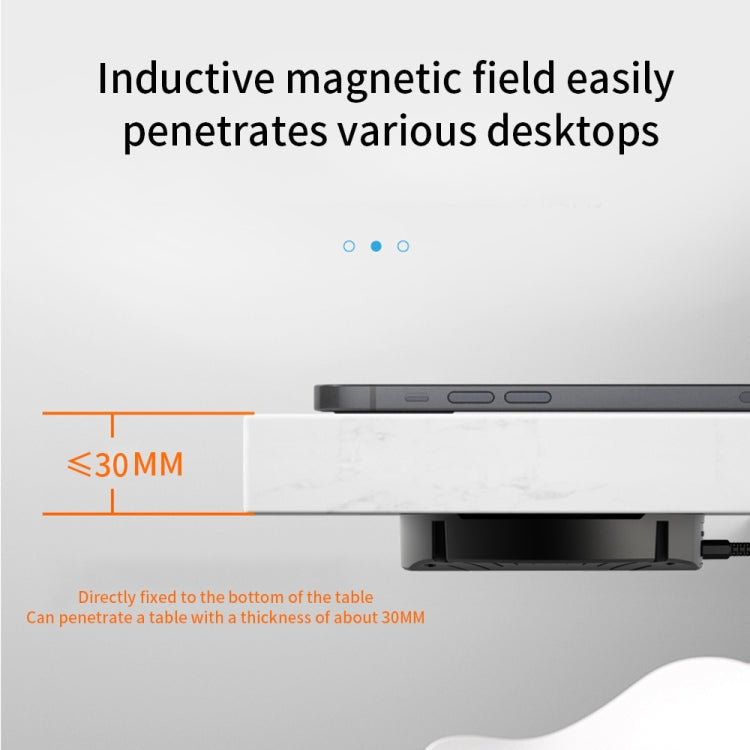 Cargador Inalámbrico Magnético de larga distancia T11 10W de larga distancia para escritorios dentro de 30 mm de espesor