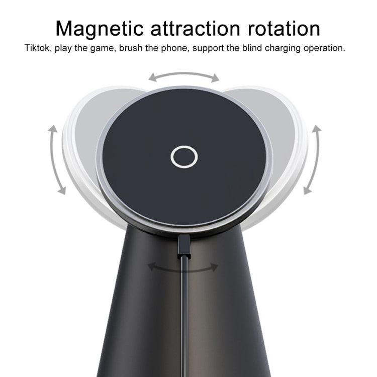 Y06 15W MAGSAFE Cargador Inalámbrico giratorio Magnético con función de soporte (Negro)