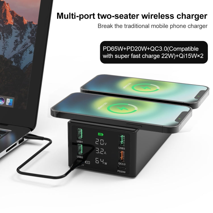 HHW-888W Two Seat Wireless Charger (Black)