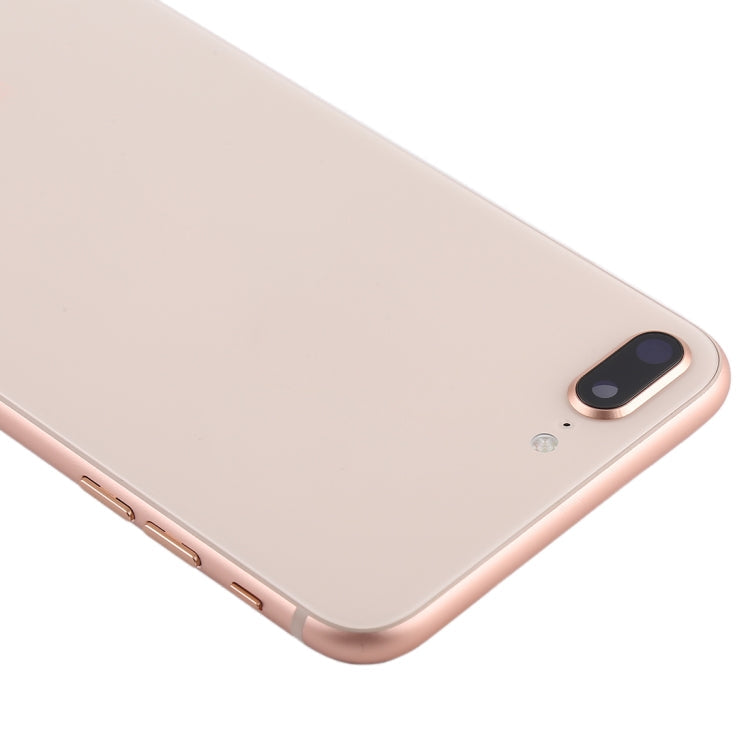 Battery Back Cover Assembly with Side Keys Vibrator Speaker and Power Button + Volume Button Flex Cable and Card Tray for iPhone 8 Plus (Rose Gold)