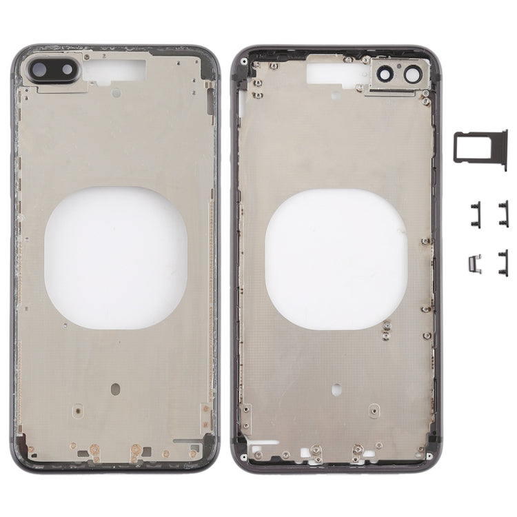 Coque arrière transparente avec objectif de caméra et plateau de carte SIM et touches latérales pour iPhone 8 Plus (Noir)