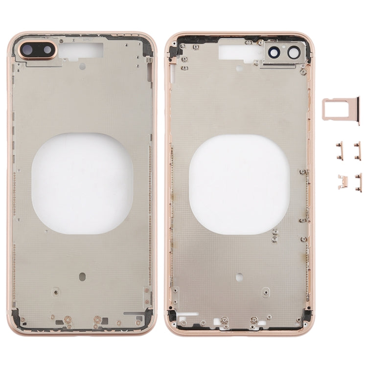 Transparent Back Cover with Camera Lens and SIM Card Tray and Side Keys for iPhone 8 Plus (Gold)