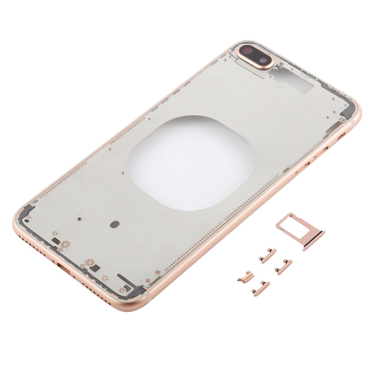 Coque arrière transparente avec objectif de caméra et plateau de carte SIM et touches latérales pour iPhone 8 Plus (Or)