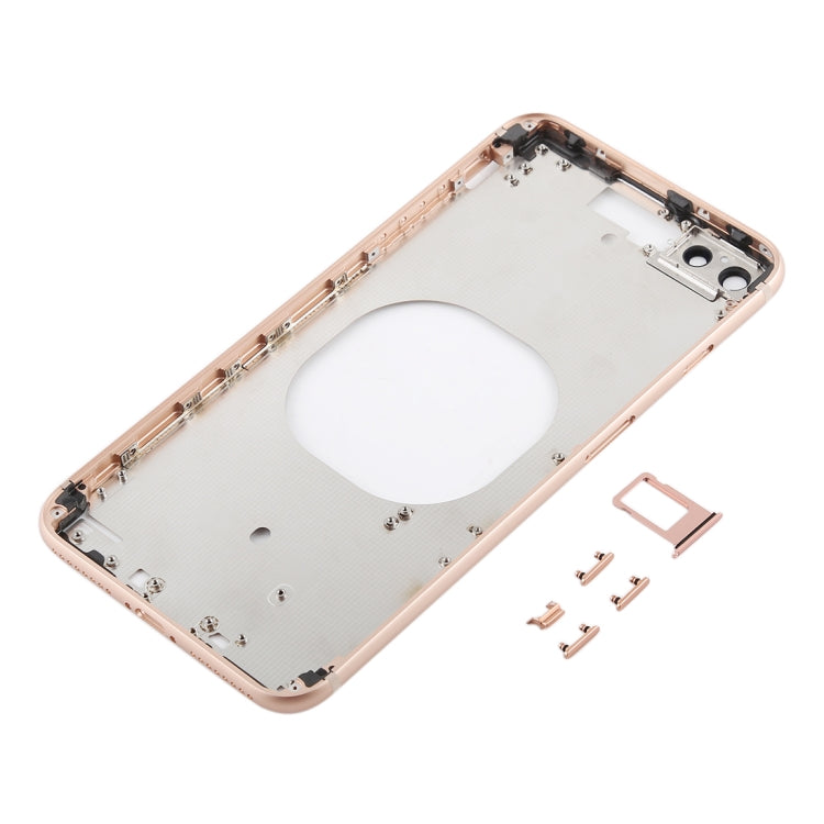 Carcasa Trasera Transparente con Lente de Cámara y Bandeja de Tarjeta SIM y Teclas Laterales Para iPhone 8 Plus (Dorado)