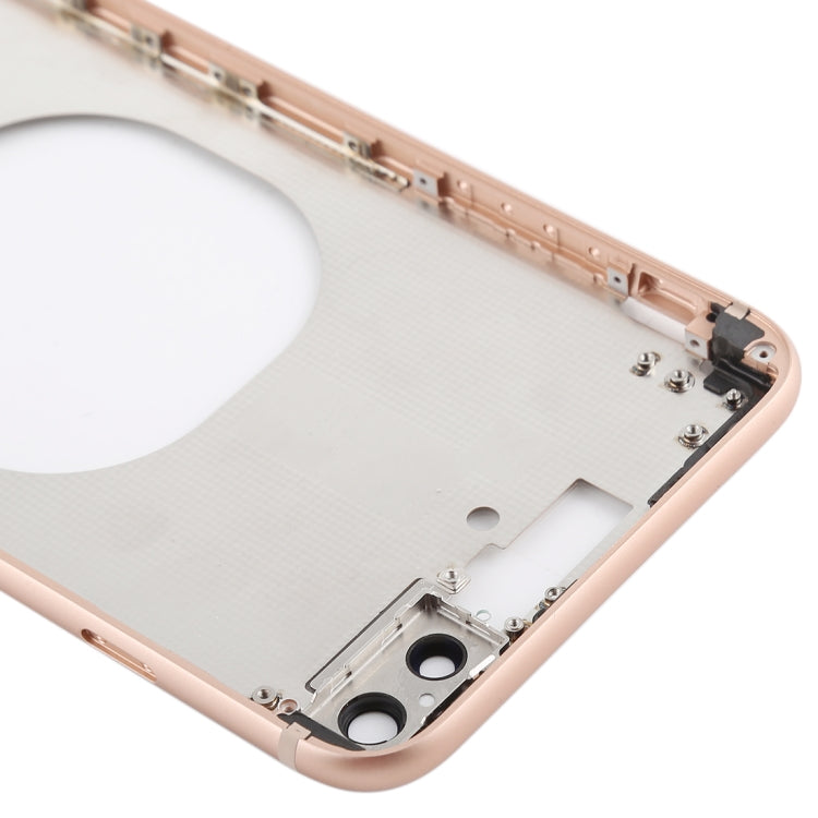 Carcasa Trasera Transparente con Lente de Cámara y Bandeja de Tarjeta SIM y Teclas Laterales Para iPhone 8 Plus (Dorado)