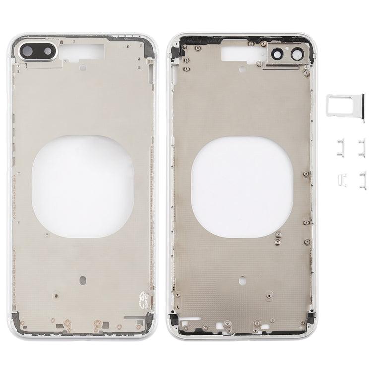 Coque arrière transparente avec objectif de caméra et plateau de carte SIM et touches latérales pour iPhone 8 Plus (Blanc)