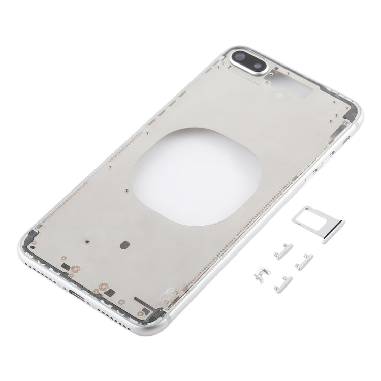 Transparent Back Cover with Camera Lens and SIM Card Tray and Side Keys for iPhone 8 Plus (White)
