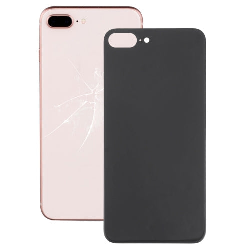 Easy Replacement Large Camera Hole Glass Back Battery Cover with Adhesive for iPhone 8 Plus (Black)