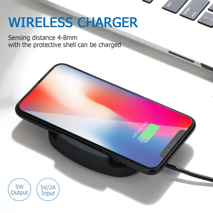 QK11 10W ABS + PC Fast Charging Qi Wireless Charger Pad (Blue)