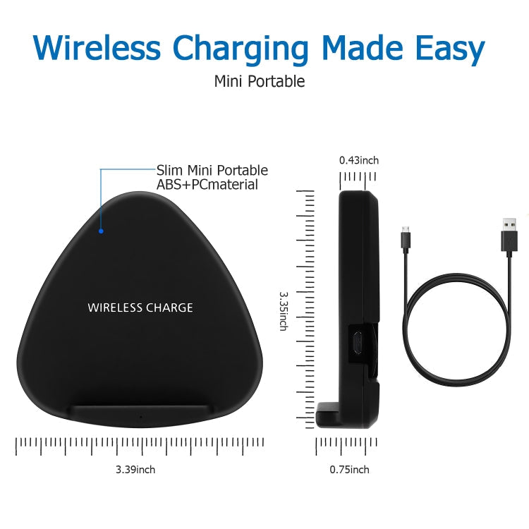 QK11 10W ABS + PC Fast Charging Qi Wireless Charger Pad (Blue)