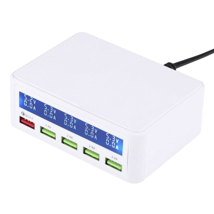 40W QC3.0 2.4A 4-Port USB Fast Charging Station Travel Desktop Charger Power Adapter with LCD Digital Display UK Plug