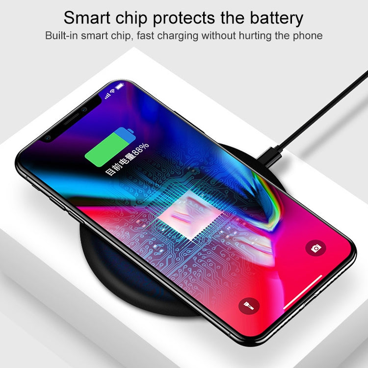 TOVYS-KC-N5 9V 1A Output Wireless Charger Qi Standard Frosted Round Wire Cable Length: 1m For iPhone X and 8 and 8 Plus Galaxy S8 and S8 + Huawei Xiaomi LG Nokia Google and other Smart Phones (Black)