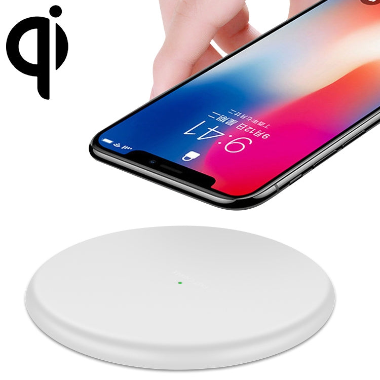 TOVYS-KC-N5 9V 1A Output Wireless Charger Qi Standard Frosted Round Wire Cable Length: 1m For iPhone X and 8 and 8 Plus Galaxy S8 and S8 + Huawei Xiaomi LG Nokia Google and other Smart Phones (White)
