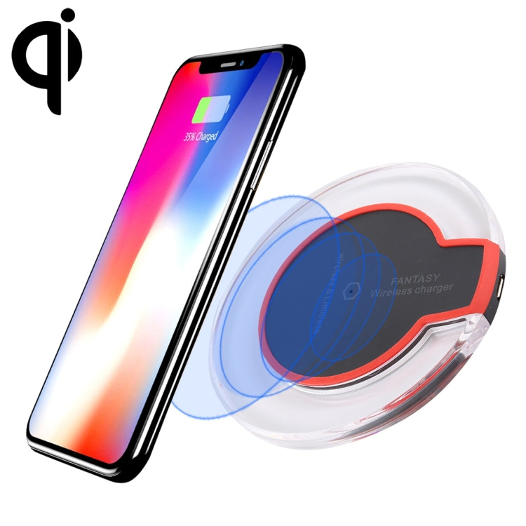 Fantasy 5V 1A Output Qi Standard Ultra-thin Wireless Charger with Charging Indicator Support Qi Standard Phones (Black)