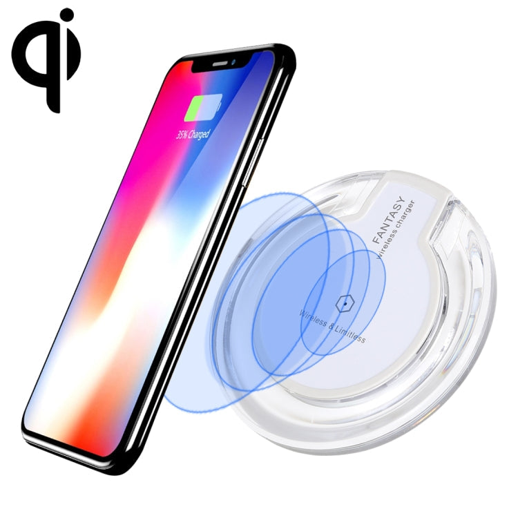 Fantasy 5V 1A Output Qi Standard Ultra-thin Wireless Charger with Charging Indicator Support Qi Standard Phones (White)