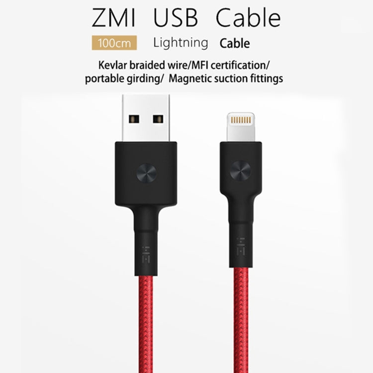 Xiaomi ZMI Original MFI Braided 1M ZMI 8 Pin to USB Data Cable Charging Cable (Red)
