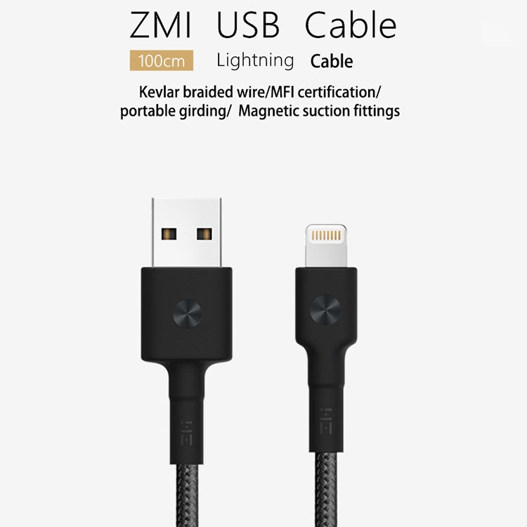 Xiaomi ZMI Original MFI tressé 1M ZMI 8 broches vers USB câble de charge câble de données (noir)