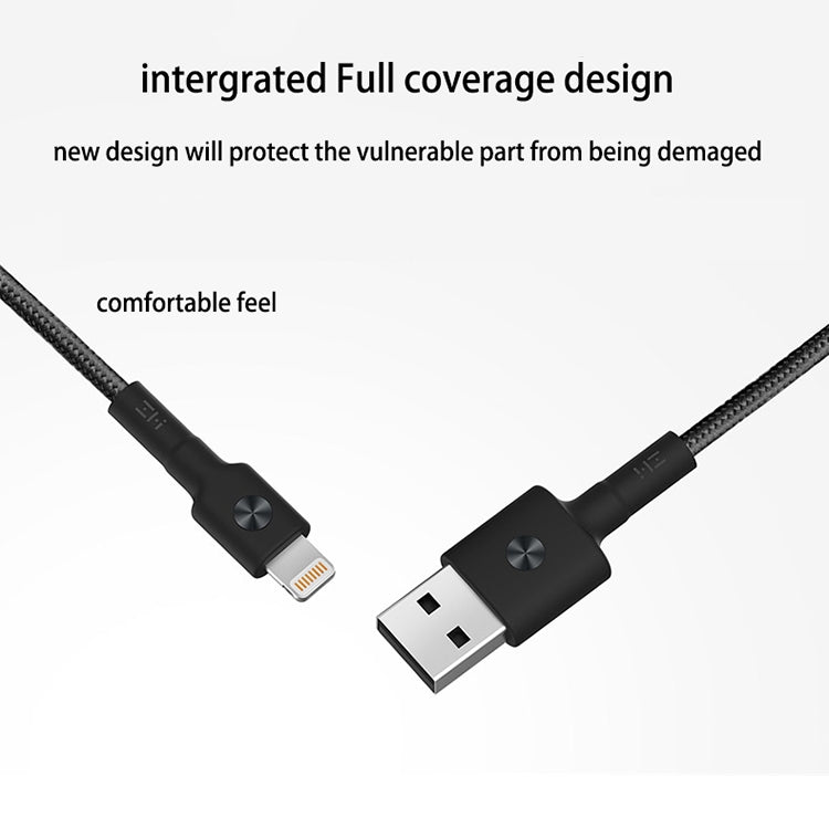 Xiaomi ZMI Original MFI Braided 1M ZMI 8 Pin to USB Data Cable Charging Cable (Black)