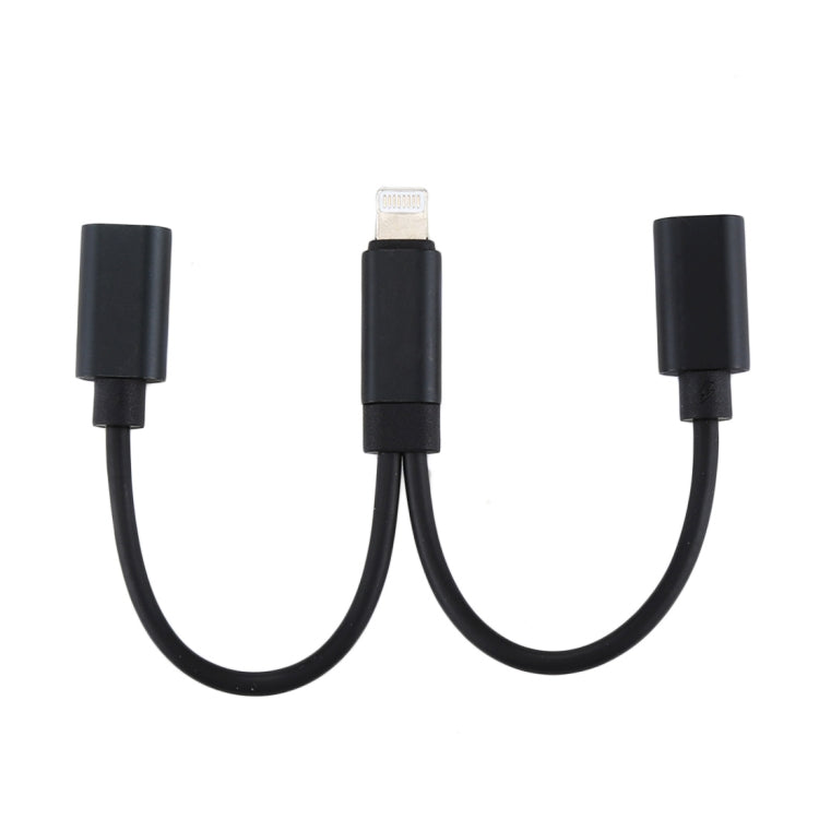 12cm 8 Pin Male to Dual 8 Pin Female Adapter Cable For iPhone XR / iPhone XS MAX / iPhone X and XS / iPhone 8 and 8 Plus / iPhone 7 and 7 Plus / iPhone 6 and 6s and 6 Plus and 6s Plus / iPad compatible with IOS 11.2 (Black)