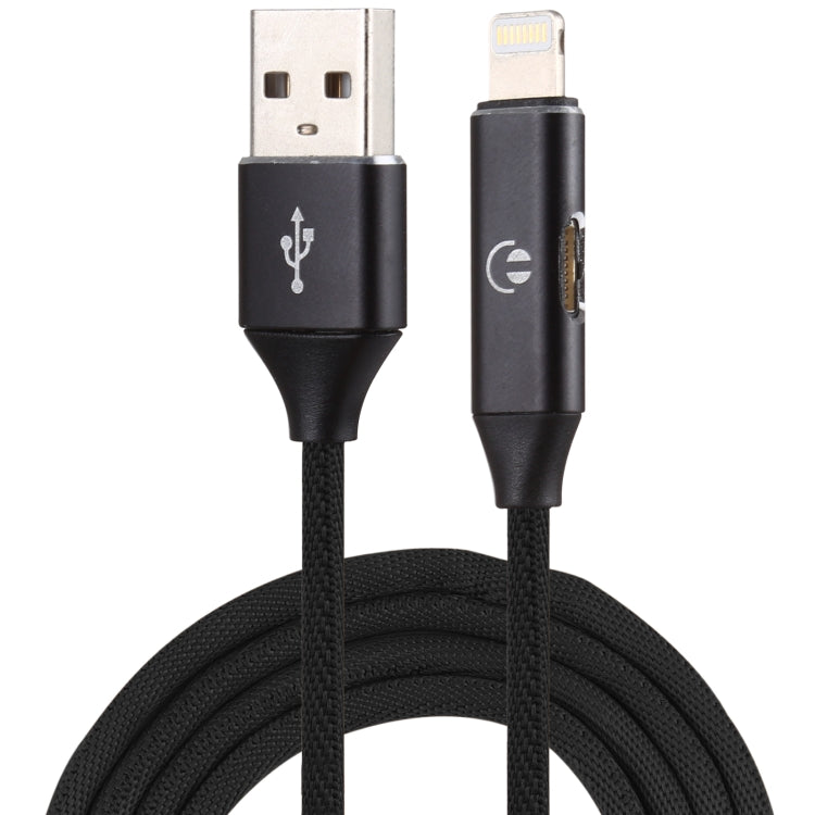 Multifunction 1m 3A 8 Pin Male and 8 Pin Female to USB Nylon Braided Data Sync Charging Audio Cable (Black)
