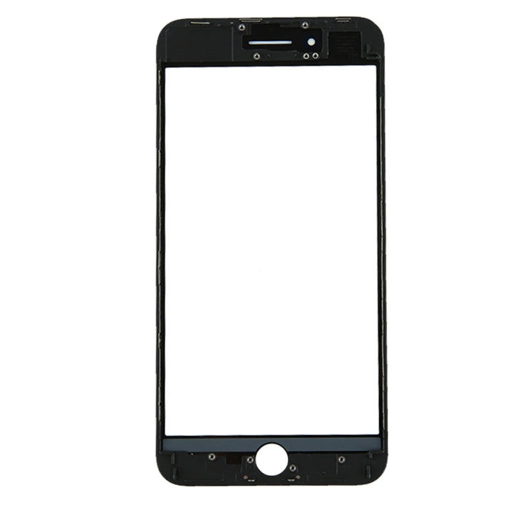 Lentille extérieure en verre de l'écran avant de l'iPhone 8 Plus avec cadre de lunette d'écran LCD avant (noir)