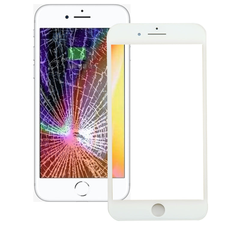iPhone 8 Plus Front Screen Outer Glass Lens with Front LCD Screen Bezel Frame (White)