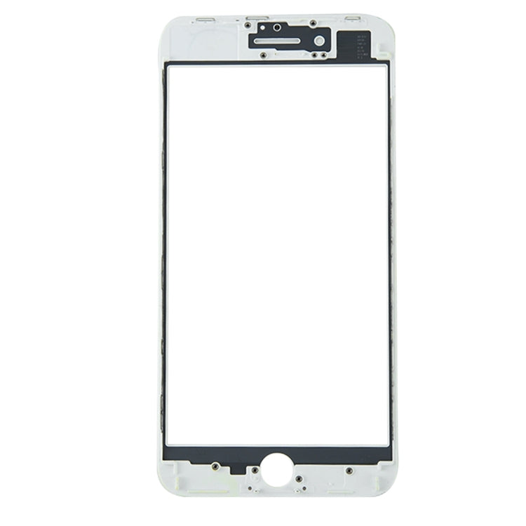 Lentille extérieure en verre de l'écran avant de l'iPhone 8 Plus avec cadre de lunette d'écran LCD avant (blanc)
