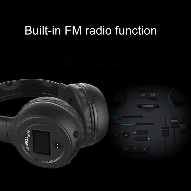 ZEALOT B570 Auriculares Stereo Inalámbricos con subwoofer Bluetooth con diseño de Pantalla LED en Color y Micrófono HD y FM Para Teléfonos Móviles tabletas y computadoras Portátiles admite Tarjeta TF de 32 GB como máximo (Negro)