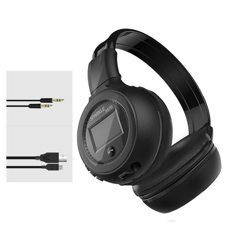 ZEALOT B570 Wireless Stereo Headphones with Bluetooth Subwoofer with LED Color Display Design and HD and FM Microphone for Mobile Phones Tablets and Laptops Supports Max 32GB TF Card (Black)