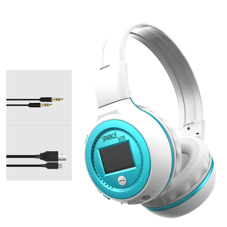 ZEALOT B570 Auriculares Stereo Inalámbricos con subwoofer Bluetooth con diseño de Pantalla LED en Color y Micrófono HD y FM Para Teléfonos Móviles tabletas y computadoras Portátiles admite Tarjeta TF de 32 GB como máximo (Azul)