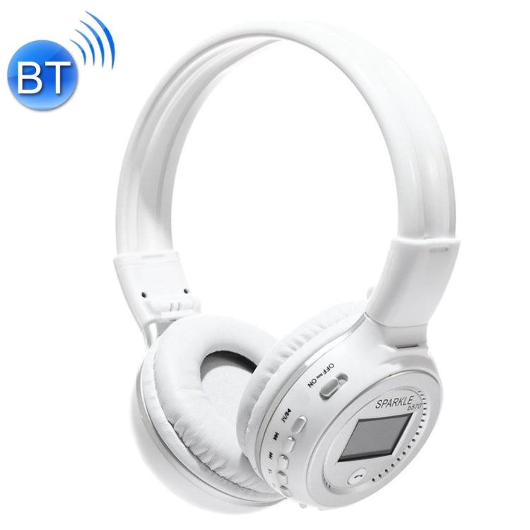 ZEALOT B570 Wireless Bluetooth Subwoofer Stereo Headphones with LED Color Display Design and HD and FM Microphone for Mobile Phones Tablets and Laptops Supports Max 32GB TF Card (White)