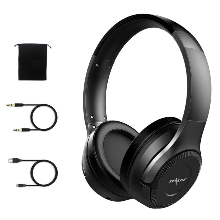 ZEALOT B26T Wireless Bluetooth 4.0 Stereo Headphones with Subwoofer with Universal 3.5mm Audio Cable and HD Mic for Mobile Phones Tablets and Laptops Supports Max 32GB TF Card (Black)