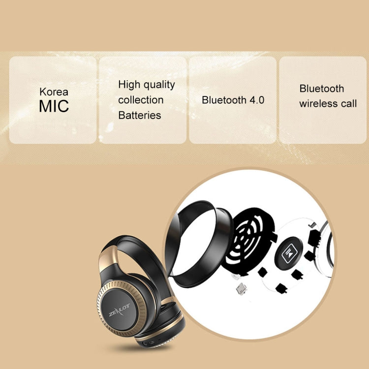 ZEALOT B20 Casque stéréo sans fil avec caisson de basses Bluetooth 4.0 avec câble audio universel 3,5 mm et microphone HD pour téléphones mobiles, tablettes et ordinateurs portables (Noir)