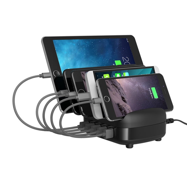 ORICO DUK-5P 40W 5 Puertos USB Estación de Carga Inteligente con soporte de Teléfono y tableta (Negro)