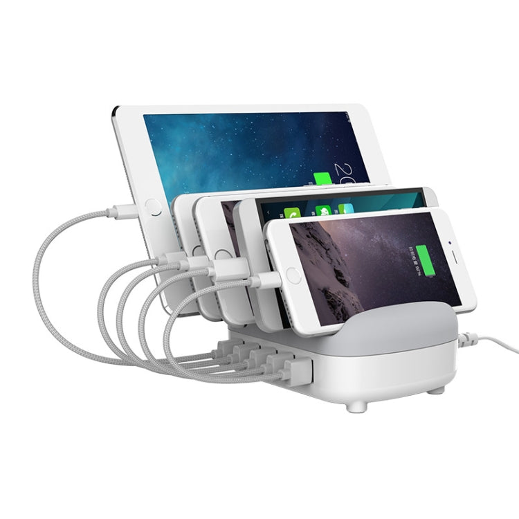 Station de charge intelligente ORICO DUK-5P 40W 5 ports USB avec support pour téléphone et tablette (Blanc)